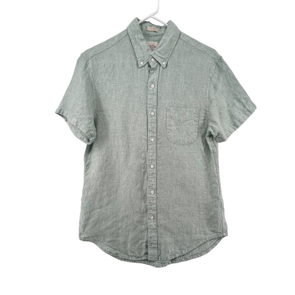 J. Crew Other - Baird McNutt for J. Crew Shirt Size Medium Irish Linen Button Down Green Slim